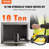 Darrahopens Tools > Other Tools > Caulking Tools VEVOR 10 Ton Hydraulic Knockout Punch Kit, 1/2" to 2" Conduit Hole Cutter Set, KO Tool Kits with Puncher 6 Piece, Metal Sheet Driver Tools, For Aluminum, Brass, Stainless Steel, Fiberglass and Plastic