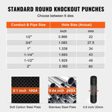 Darrahopens Tools > Other Tools > Caulking Tools VEVOR 10 Ton Hydraulic Knockout Punch Kit, 1/2" to 2" Conduit Hole Cutter Set, KO Tool Kits with Puncher 6 Piece, Metal Sheet Driver Tools, For Aluminum, Brass, Stainless Steel, Fiberglass and Plastic