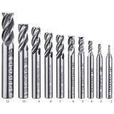 Darrahopens Tools > Other Tools > Cutters 10 pcs 4 Flute End Mill Bit Set - 2-12Mm Hss Straight Shank Drill Bit Set Cnc Drill Bits Tool Set For Wood Aluminum