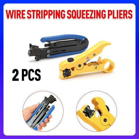 Darrahopens Tools > Other Tools > Cutters 2pcs Coaxial Cable Crimper and Wire Stripper Tool Kit for RG6 RG59 RG11 F Type