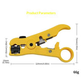 Darrahopens Tools > Other Tools > Cutters All-In-One Stripping Tool Universal Cable Wire Stripper, Coaxial Cable andWire Cutting Tool Multifunction Coax Stripper for Flat or Round Yellow