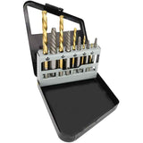 10 Pack Left Hand Screw Extractor and Drill Bit Set, Cobalt Countersink for Drill