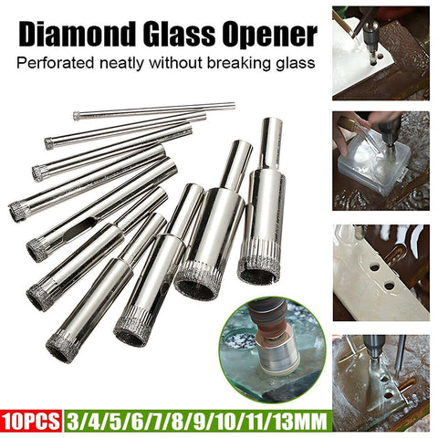 Darrahopens Tools > Other Tools > Drill & Screwdriver Accessories 10 Pcs Diamond Glass Drill Bit Set Core Cutter & Saw Tool