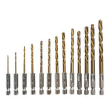 Darrahopens Tools > Other Tools > Drill & Screwdriver Accessories 13pcs Quick Change Hss Titanium Drill Bits Hex Shank Set Soft Metal Wood Timber