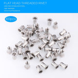 Darrahopens Tools > Other Tools > Drill & Screwdriver Accessories 304 Stainless Steel Rivet Nut M8 60pcs Flat Head Blind Nut Threaded Insert