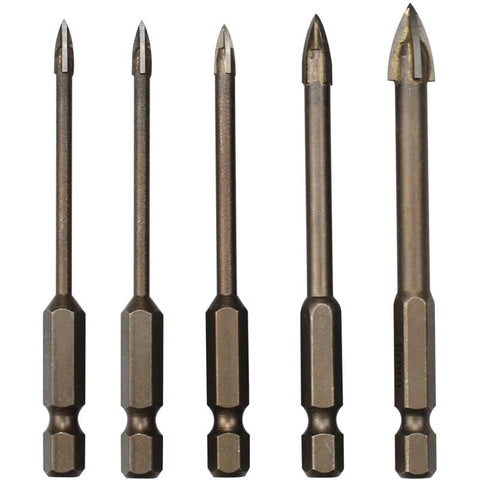 Darrahopens Tools > Other Tools > Drill & Screwdriver Accessories 5 pcs Triangle Drill Bit Set, Carbide Tile Drill Bits, Efficient Universal Drilling Tool For Glass, Tile, Concrete,