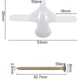 Darrahopens Tools > Other Tools > Drill & Screwdriver Accessories 50 pcs Plasterboard Anchors Sets Plastic Expansion Pipe Aircraft Self Drilling Expansion Tube Anchors Used For Most