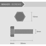 Darrahopens Tools > Other Tools > Drill & Screwdriver Accessories M6 X 50Mm 20 pcs 304 Stainless Steel Hexagon Socket Head Cap Bolts Outside Corner Hexagon Screw,Hex Bolts And Nuts Set