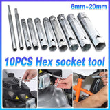 Darrahopens Tools > Other Tools > Hand Tools 10PCS Spark Plug Wrench Set Hex Socket Spanner Tools for Bike Car and Home Use