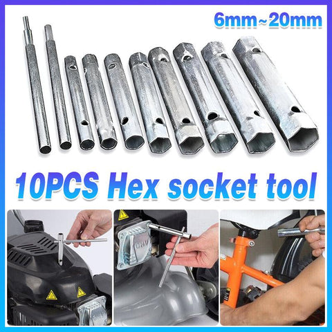 Darrahopens Tools > Other Tools > Hand Tools 10PCS Spark Plug Wrench Set Hex Socket Spanner Tools for Bike Car and Home Use