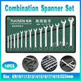 Darrahopens Tools > Other Tools > Hand Tools 14 Piece Metric Combination Spanner Set with Roll Bag 8mm to 24mm Heavy Duty