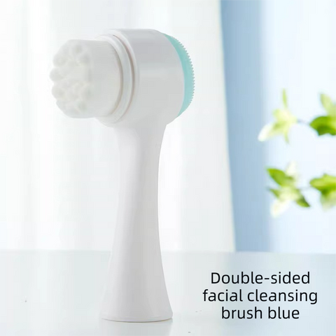 Darrahopens Tools > Other Tools > Hand Tools 2-in-1 Dual Sided Facial Cleansing Brush Soft Microfiber & Silicone Scrubber Manual Face Washer Exfoliator Tool Blue for Deep Pore Cleaning