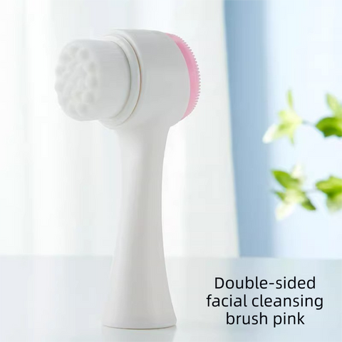 Darrahopens Tools > Other Tools > Hand Tools 2-in-1 Dual Sided Facial Cleansing Brush Soft Microfiber & Silicone Scrubber Manual Face Washer Exfoliator Tool Pink for Deep Pore Cleaning
