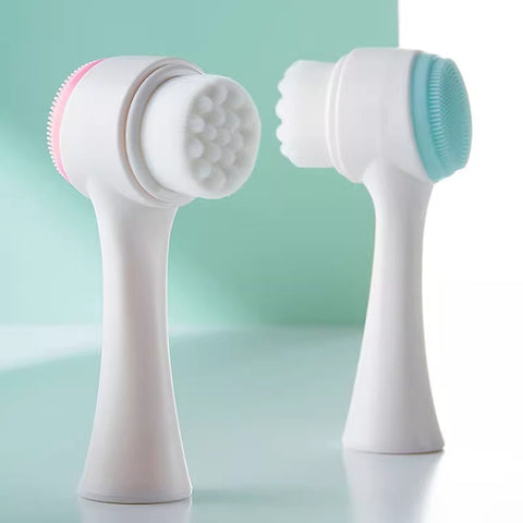 Darrahopens Tools > Other Tools > Hand Tools 2 PCS Dual Sided Facial Cleansing Brush Set Soft Microfiber & Silicone Scrubber Manual Face Washer Exfoliator Tool Blue & Pink for Deep Pore Cleaning