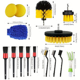 Darrahopens Tools > Other Tools > Hand Tools 26-piece full function car detailing kit with drill brush and wheel cleaner - Heavy-duty manual and drill-powered cleaning set, color-coded brushes for paint restoration, glass, metal, plastic surfaces - Car washing, polishing, protection - Suitable for h