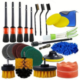 Darrahopens Tools > Other Tools > Hand Tools 26-piece full function car detailing kit with drill brush and wheel cleaner - Heavy-duty manual and drill-powered cleaning set, color-coded brushes for paint restoration, glass, metal, plastic surfaces - Car washing, polishing, protection - Suitable for h