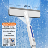 Darrahopens Tools > Other Tools > Hand Tools 3-in-1 Spray Window Squeegee with 30cm Clean-Panel & 115cm Extension Pole - Multi-functional Spray, Scrub & Squeegee Tool with 3 Microfiber Cloths