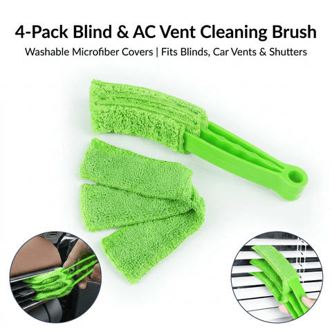 Darrahopens Tools > Other Tools > Hand Tools 4 Pack Green Shutter and Car AC Vent Cleaner Brush with Washable Microfiber Cleaning Cloth – Reusable Window Blind Dust Remover for Air Vent, Car AC Vent, Fan & Narrow Gap