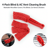 Darrahopens Tools > Other Tools > Hand Tools 4 Pack Red Shutter and Car AC Vent Cleaner Brush with Washable Microfiber Cleaning Cloth – Reusable Window Blind Dust Remover for Air Vent, Car AC Vent, Fan & Narrow Gap