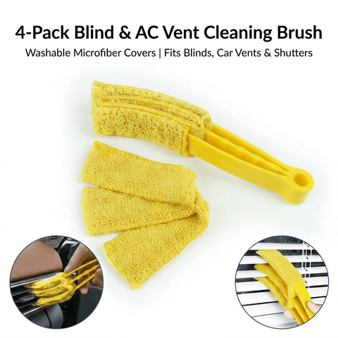 Darrahopens Tools > Other Tools > Hand Tools 4 Pack Yellow Shutter and Car AC Vent Cleaner Brush with Washable Microfiber Cleaning Cloth – Reusable Window Blind Dust Remover for Air Vent, Car AC Vent, Fan & Narrow Gap