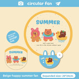 Darrahopens Tools > Other Tools > Hand Tools 5 Pack Beige Happy Summer Cute Cartoon Folding Hand Fans Portable Mini Circular Fans 20x24cm for Aussie Summer Outdoor Travel with Matching Storage Pouches for Kids and Adults