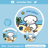 Darrahopens Tools > Other Tools > Hand Tools 5 Pack Blue Beach puppy Cute Cartoon Folding Hand Fans Portable Mini Circular Fans 20x24cm for Aussie Summer Outdoor Travel with Matching Storage Pouches for Kids and Adults