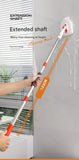Darrahopens Tools > Other Tools > Hand Tools 6-piece(Three-section pole+stiff brush+base plate+microfiber cloth + scouring pad+ squeegee) Long Handle Bathroom Floor Scrub Brush  - 180° Rotating Angle, Stainless Steel Pole, Corner Cleaning Design for Tiles, Grout, Bathtub, Shower - Heavy Duty Cleanin
