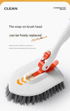 Darrahopens Tools > Other Tools > Hand Tools 6-piece(Three-section pole+stiff brush+base plate+microfiber cloth + scouring pad+ squeegee) Long Handle Bathroom Floor Scrub Brush  - 180° Rotating Angle, Stainless Steel Pole, Corner Cleaning Design for Tiles, Grout, Bathtub, Shower - Heavy Duty Cleanin