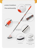 Darrahopens Tools > Other Tools > Hand Tools 9-piece White and Orange Complete Home Cleaning Brush Set - Stainless Steel Telescopic Bathroom Scrubber and Wall Mounted Silicone Toilet Brush Kit with Multiple Replaceable Heads for Deep Cleaning Tiles, Floors, and Toilets