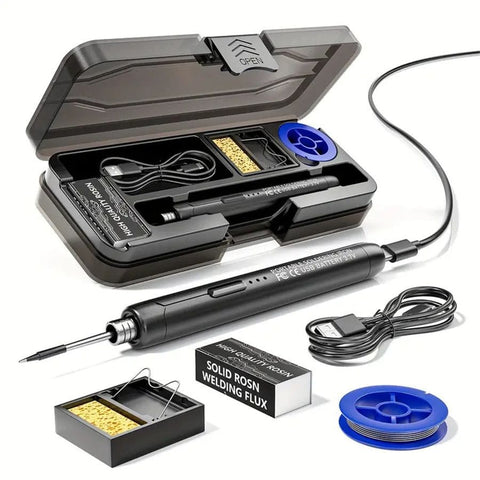 Darrahopens Tools > Other Tools > Hand Tools Black Portable Cordless Soldering Iron Kit 5V 8W USB Rechargeable - 3 Temperature Settings, Fast Heating Mini Soldering Tool for Circuit Boards, Electronics Repair, Wiring and DIY Projects In Australia - Darrahopens