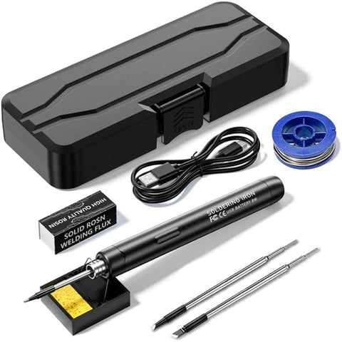 Darrahopens Tools > Other Tools > Hand Tools Black Portable Cordless Soldering Iron Kit with 3 Soldering Tips 5V 8W - 3 Temperature Settings, Fast Heating Mini Tool for Circuit Board Repair, Electronics Soldering, Wiring and DIY Use In Australia - Darrahopens