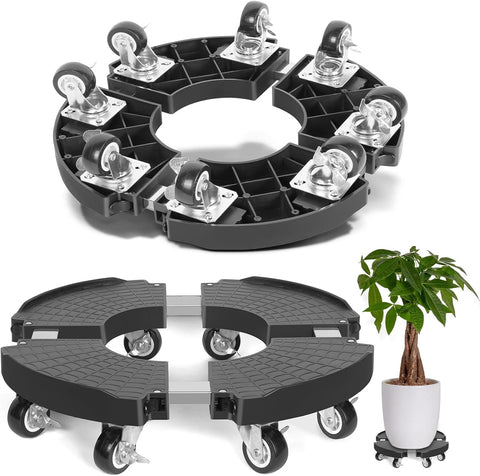 Darrahopens Tools > Other Tools > Hand Tools Black Round Adjustable Plant Pot Caddy Stand with Wheels Heavy Duty Rolling Gas Cylinder Tray Dolly for Indoor Outdoor Patio