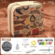 Darrahopens Tools > Other Tools > Hand Tools Brown Fantasy Fish Collection Portable Sewing Kit – Compact Travel Set with Needles, Thread, Scissors, Thimble, and Pin Cushion for Home, Dorm, or Emergency Repairs