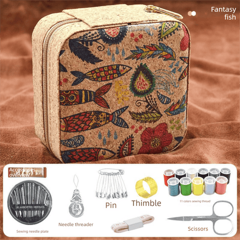 Darrahopens Tools > Other Tools > Hand Tools Brown Fantasy Fish Collection Portable Sewing Kit – Compact Travel Set with Needles, Thread, Scissors, Thimble, and Pin Cushion for Home, Dorm, or Emergency Repairs