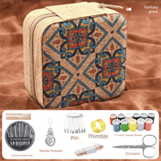 Darrahopens Tools > Other Tools > Hand Tools Brown Fantasy Grass Portable Sewing Kit – Compact Travel Set with Needles, Thread, Scissors, Thimble, and Pin Cushion for Home, Dorm, or Emergency Repairs