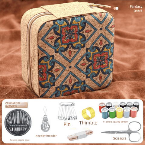 Darrahopens Tools > Other Tools > Hand Tools Brown Fantasy Grass Portable Sewing Kit – Compact Travel Set with Needles, Thread, Scissors, Thimble, and Pin Cushion for Home, Dorm, or Emergency Repairs