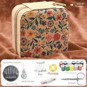 Darrahopens Tools > Other Tools > Hand Tools Brown Flower Sea Style Portable Sewing Kit – Compact Travel Set with Needles, Thread, Scissors, Thimble, and Pin Cushion for Home, Dorm, or Emergency Repairs
