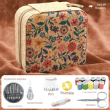 Darrahopens Tools > Other Tools > Hand Tools Brown Flower Sea Style Portable Sewing Kit – Compact Travel Set with Needles, Thread, Scissors, Thimble, and Pin Cushion for Home, Dorm, or Emergency Repairs
