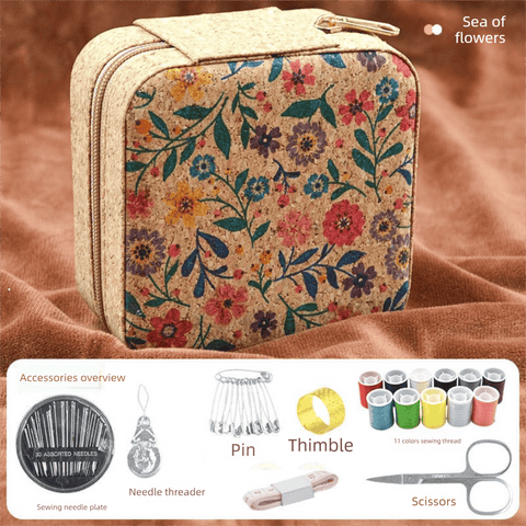 Darrahopens Tools > Other Tools > Hand Tools Brown Flower Sea Style Portable Sewing Kit – Compact Travel Set with Needles, Thread, Scissors, Thimble, and Pin Cushion for Home, Dorm, or Emergency Repairs