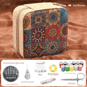 Darrahopens Tools > Other Tools > Hand Tools Brown Sunflower Design Portable Sewing Kit – Compact Travel Set with Needles, Thread, Scissors, Thimble, and Pin Cushion for Home, Dorm, or Emergency Repairs