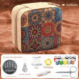 Darrahopens Tools > Other Tools > Hand Tools Brown Sunflower Design Portable Sewing Kit – Compact Travel Set with Needles, Thread, Scissors, Thimble, and Pin Cushion for Home, Dorm, or Emergency Repairs