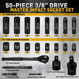 Darrahopens Tools > Other Tools > Hand Tools ELEAD 50Pcs 3/8'' Drive Impact Socket Set Deep Socket Metric Ratchet Adapter