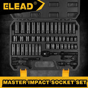 Darrahopens Tools > Other Tools > Hand Tools ELEAD 50Pcs 3/8'' Drive Impact Socket Set Deep Socket Metric Ratchet Adapter
