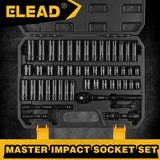 Darrahopens Tools > Other Tools > Hand Tools ELEAD 50Pcs 3/8'' Drive Impact Socket Set Deep Socket Metric Ratchet Adapter