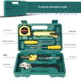Darrahopens Tools > Other Tools > Hand Tools Green 8 Piece Set -Multi-Purpose Home & Car Tool Kit -  Durable Blow-Molded Case, Utility Knife, Tape Measure, Pliers, Hammer, Screwdrivers, Allen Keys - Compact Emergency Repair Set for DIY and Auto Maintenance