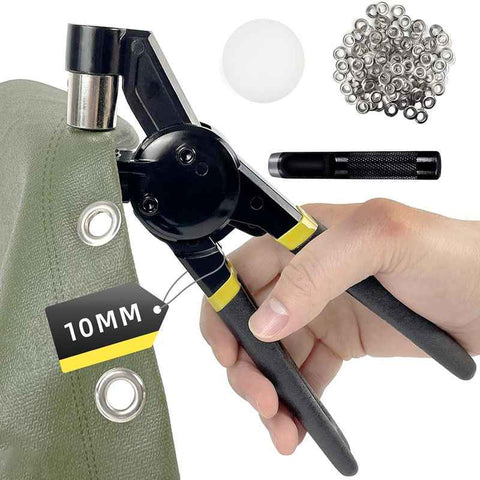 Darrahopens Tools > Other Tools > Hand Tools Grommet Tool Kit, Handheld Eyelet Kit Manual Grommet Press Machine with 200 pcs 10 mm Grommets（gold + silver）