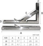 Darrahopens Tools > Other Tools > Hand Tools Heavy-Duty Foldable Wall Shelf Brackets – 2-Pack 304 Stainless Steel Triangular Supports with One-Click Release, 550 lb Capacity Each, for Kitchen, Garage, RV & Home; Includes Mounting Hardware (18Inch,Silver)