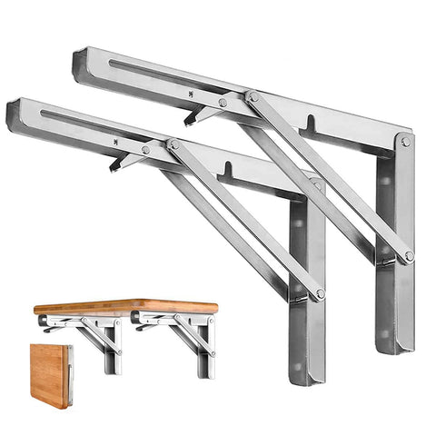 Darrahopens Tools > Other Tools > Hand Tools Heavy-Duty Foldable Wall Shelf Brackets – 2-Pack 304 Stainless Steel Triangular Supports with One-Click Release, 550 lb Capacity Each, for Kitchen, Garage, RV & Home; Includes Mounting Hardware (16Inch,Silver)