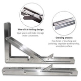 Darrahopens Tools > Other Tools > Hand Tools Heavy-Duty Foldable Wall Shelf Brackets – 2-Pack 304 Stainless Steel Triangular Supports with One-Click Release, 550 lb Capacity Each, for Kitchen, Garage, RV & Home; Includes Mounting Hardware (10Inch,Silver)