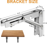 Darrahopens Tools > Other Tools > Hand Tools Heavy-Duty Foldable Wall Shelf Brackets – 2-Pack 304 Stainless Steel Triangular Supports with One-Click Release, 550 lb Capacity Each, for Kitchen, Garage, RV & Home; Includes Mounting Hardware (8Inch,Silver)